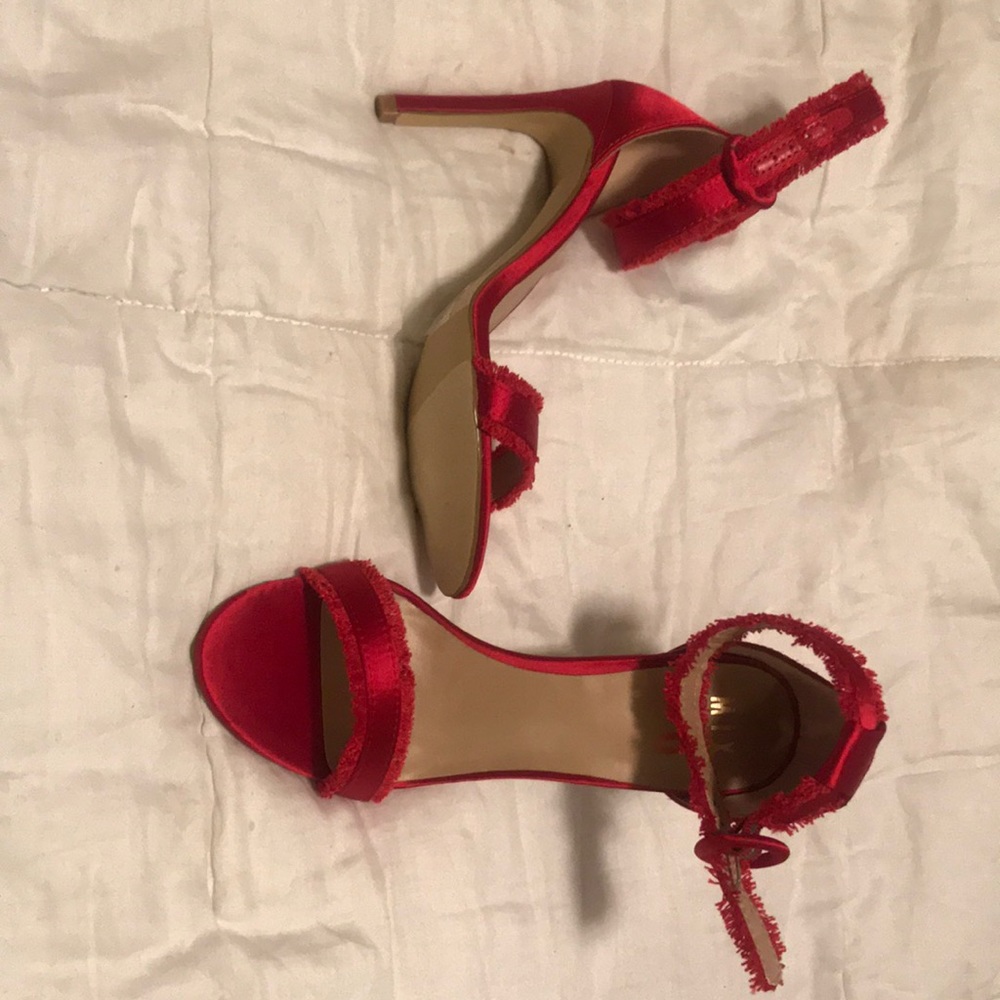 Red strappy heels